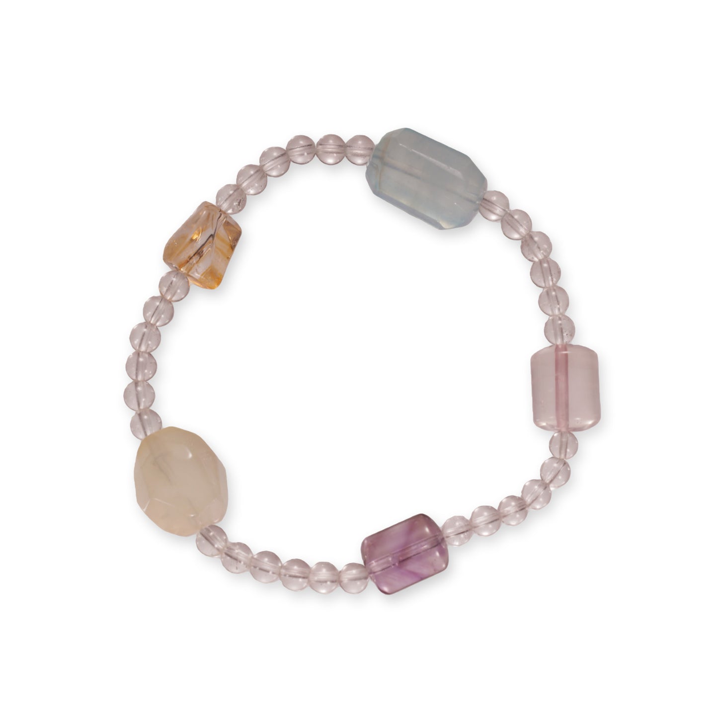 Heldere Kwarts Armband met Multikleur Accenten – Subtiele Edelsteen met Unieke Vormen