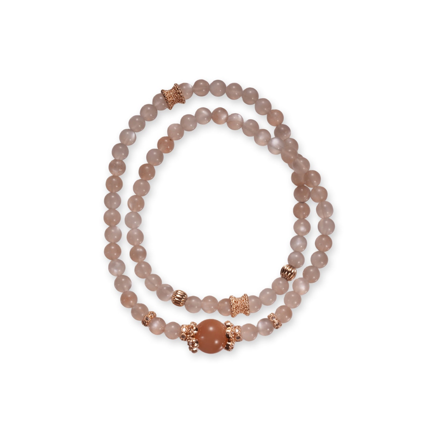 Dubbele Maansteen Armband – Milky Tea Edelsteen met Elegante Gouden Details
