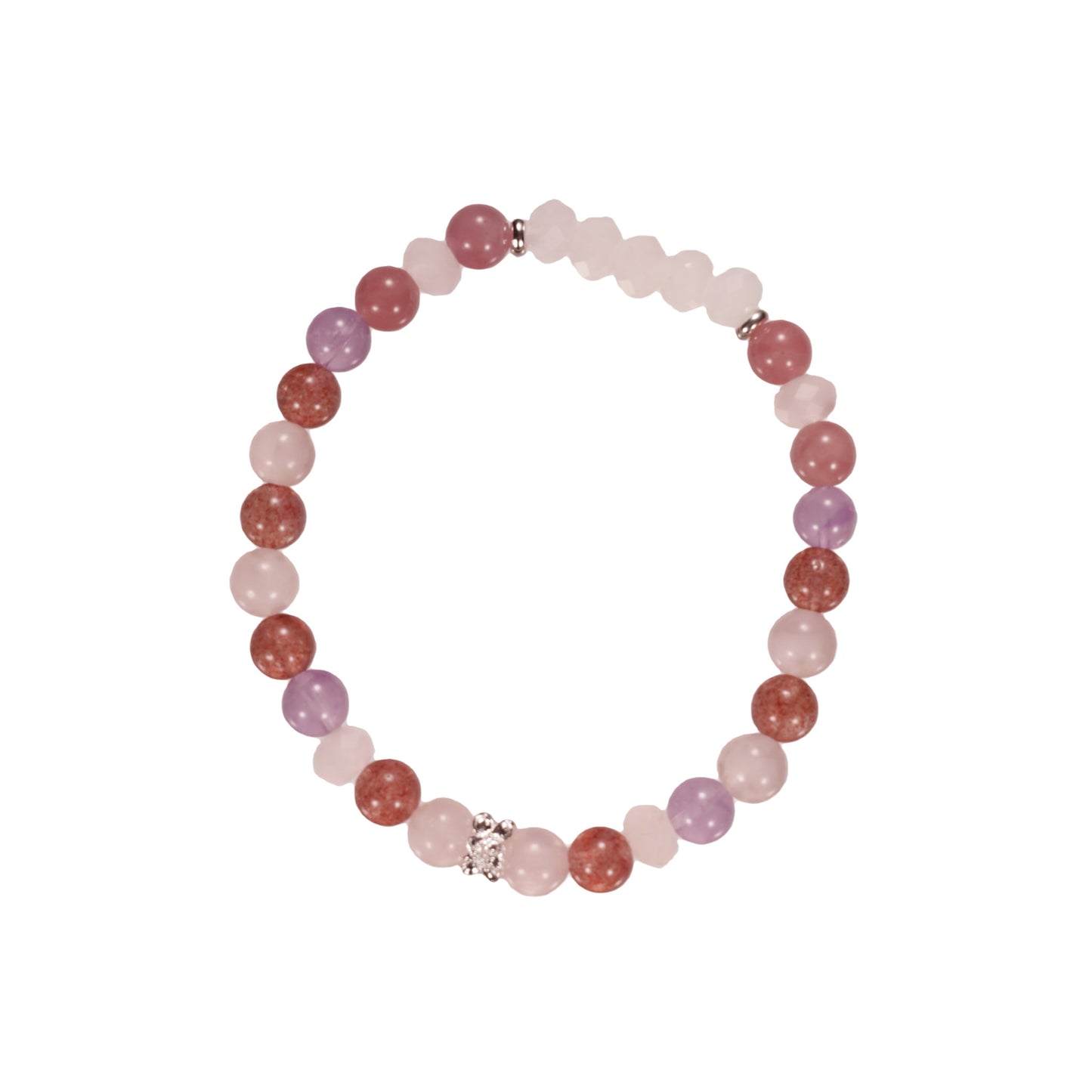 Rozenkwarts & Aardbeienkwarts Armband – Zachte Roze Edelsteen Kralen