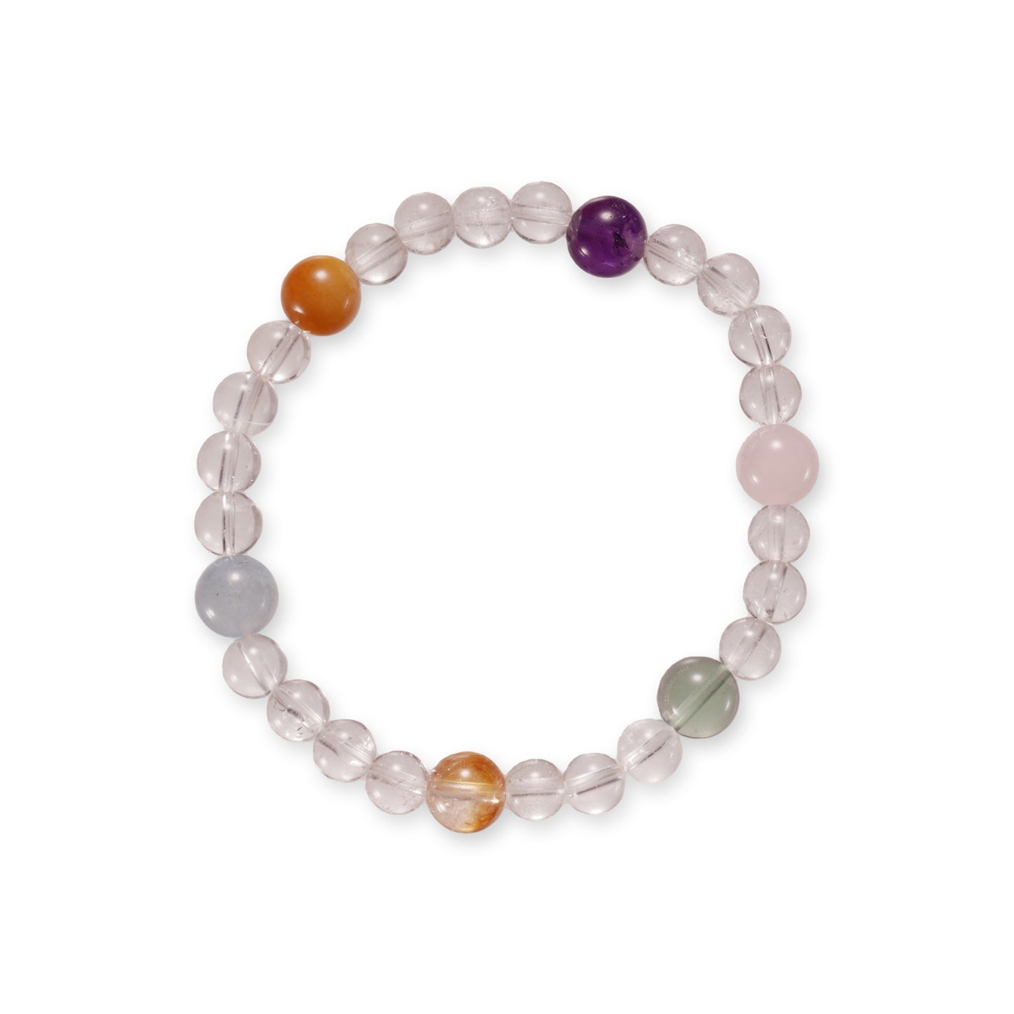 Gemengde Witte Kristal Armband – Edelsteen Kralen met Kleurrijke Accenten