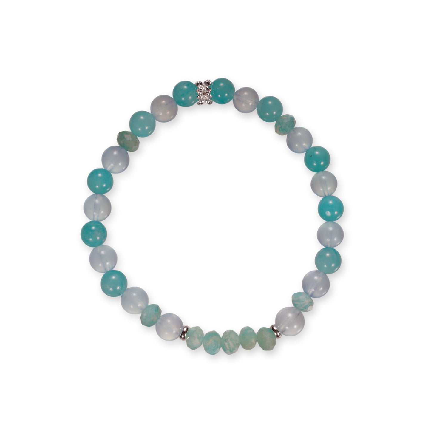 Aquamarijn & Amazoniet Armband – Zachte Blauwe Edelsteen Kralen