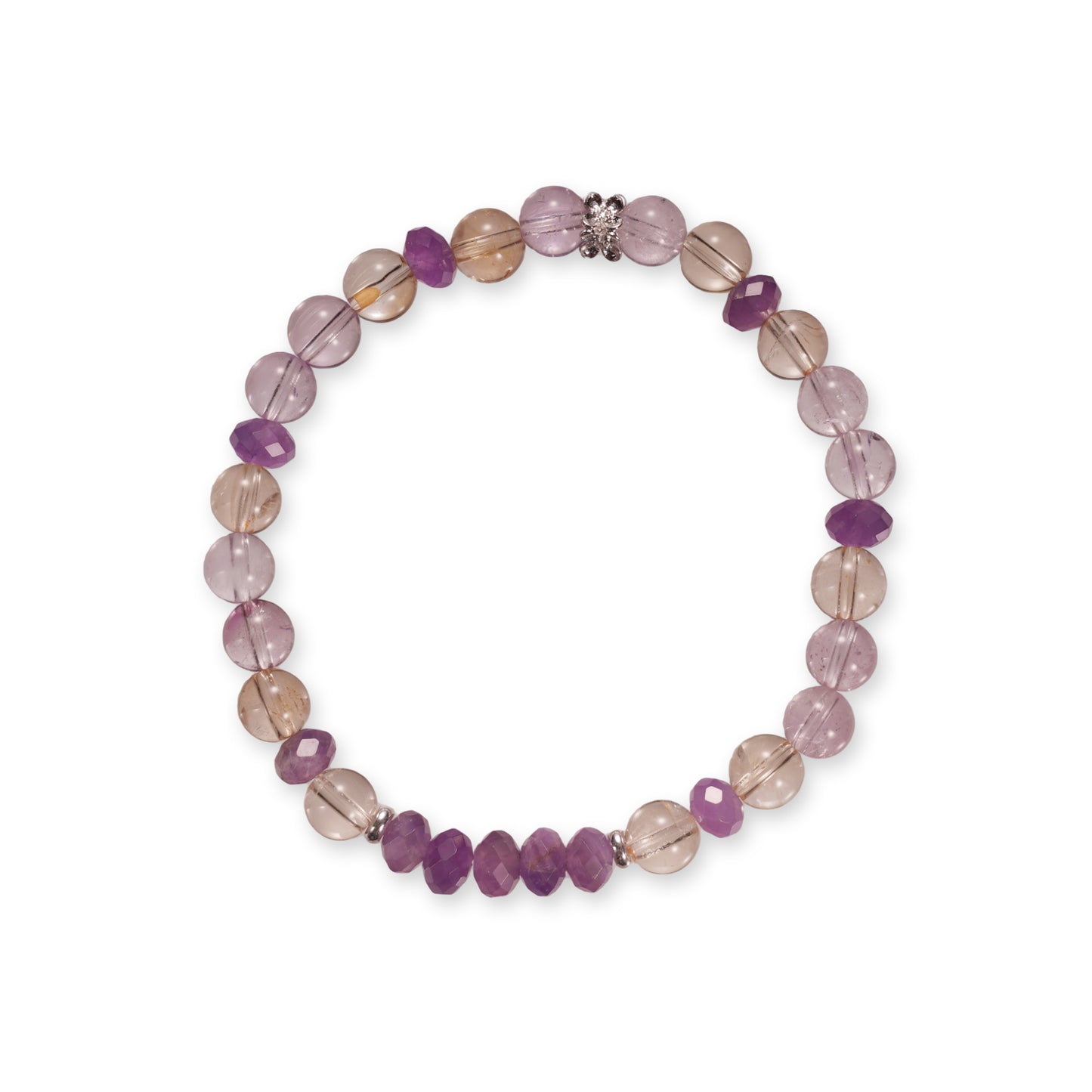 Amethist & Lemon Kwarts Armband – Paarse en Zachte Gele Edelsteen Kralen