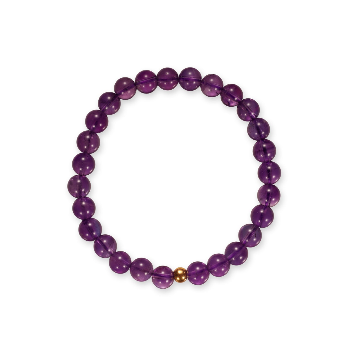 Amethist Armband – Diep Paarse Kralen met Luxe Gouden Accent