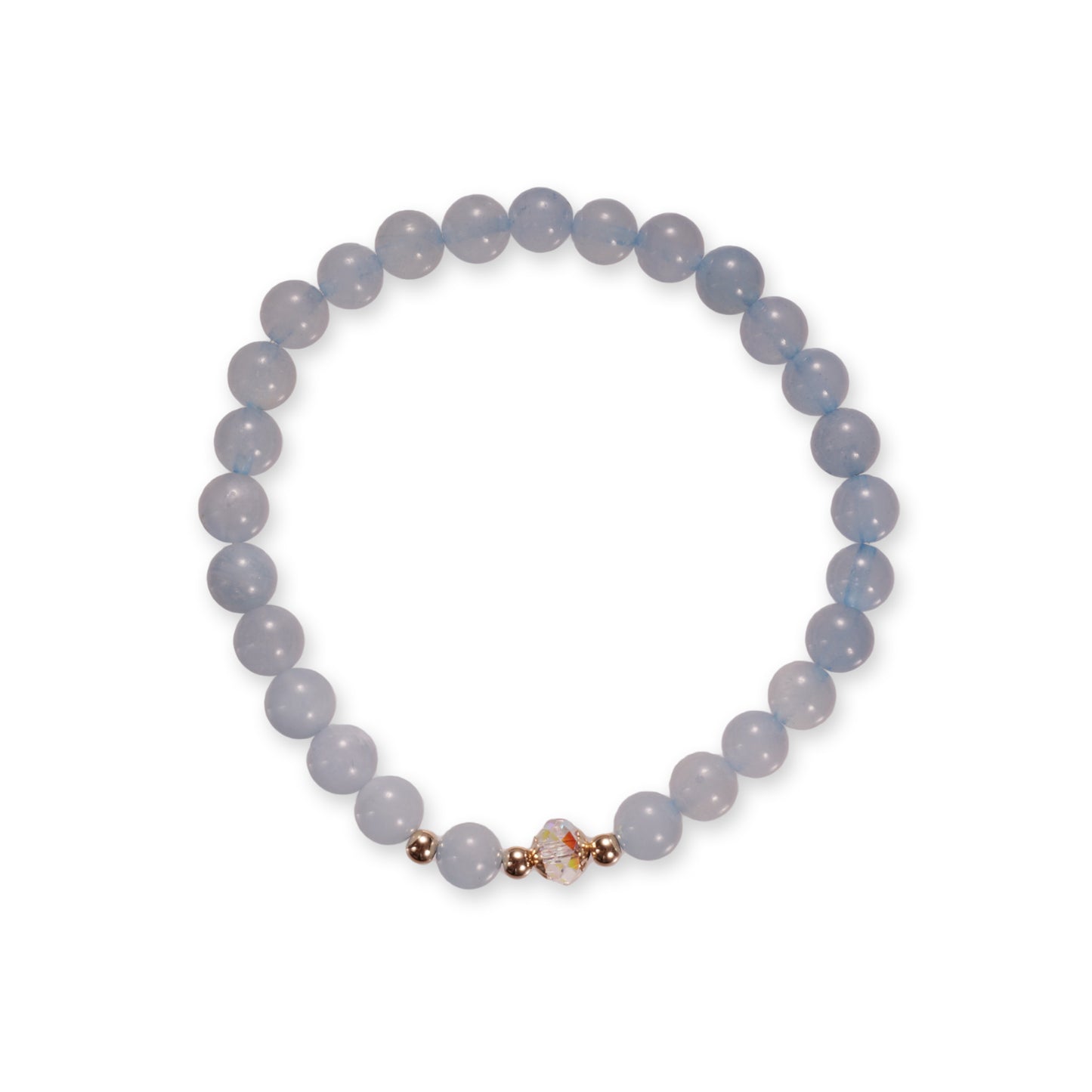 Aquamarijn Armband – Zachte Blauwe Edelsteen met Subtiel Kristal Accent