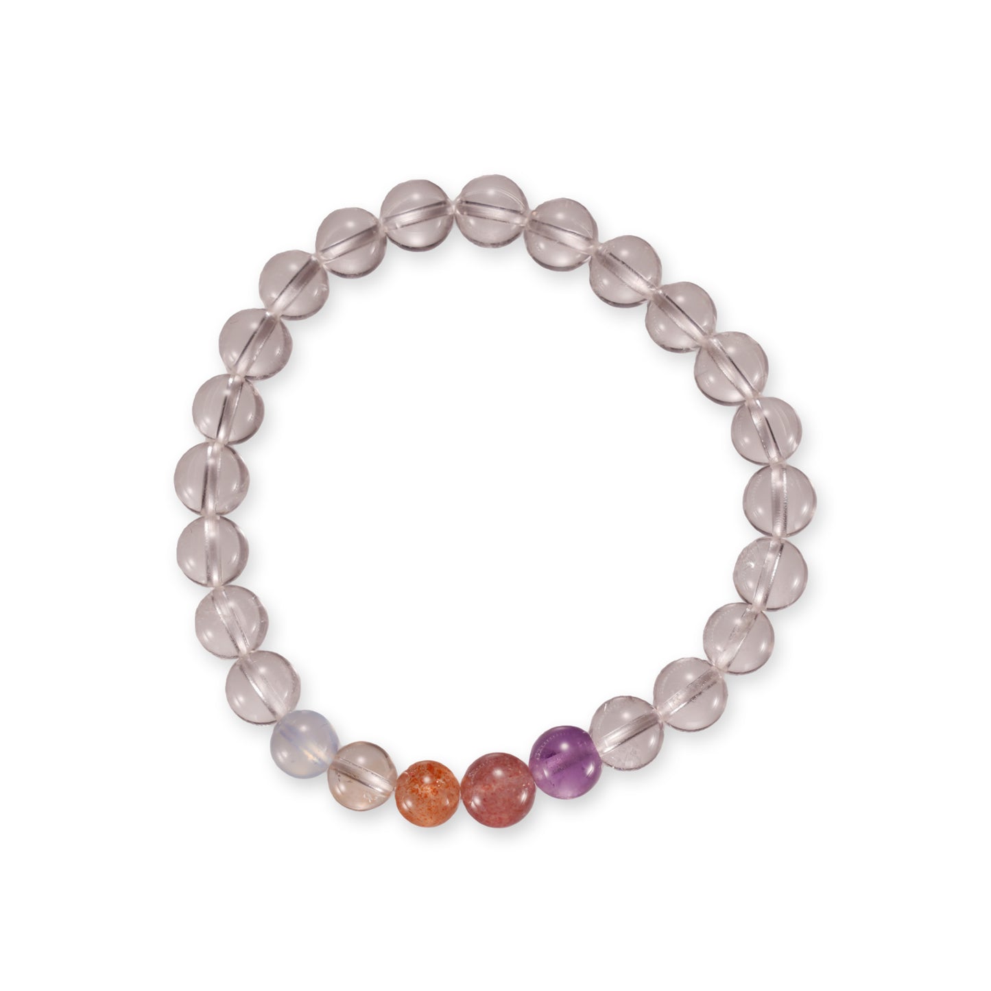Heldere Kwarts Armband – Transparante Edelsteen met Gekleurde Accentkralen
