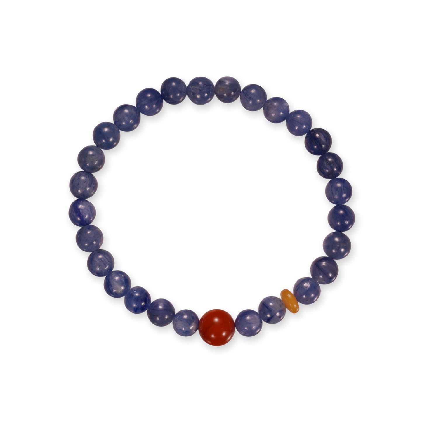 Kyaniet Armband – Blauwe Edelsteen met Nanhong Agaat Accent