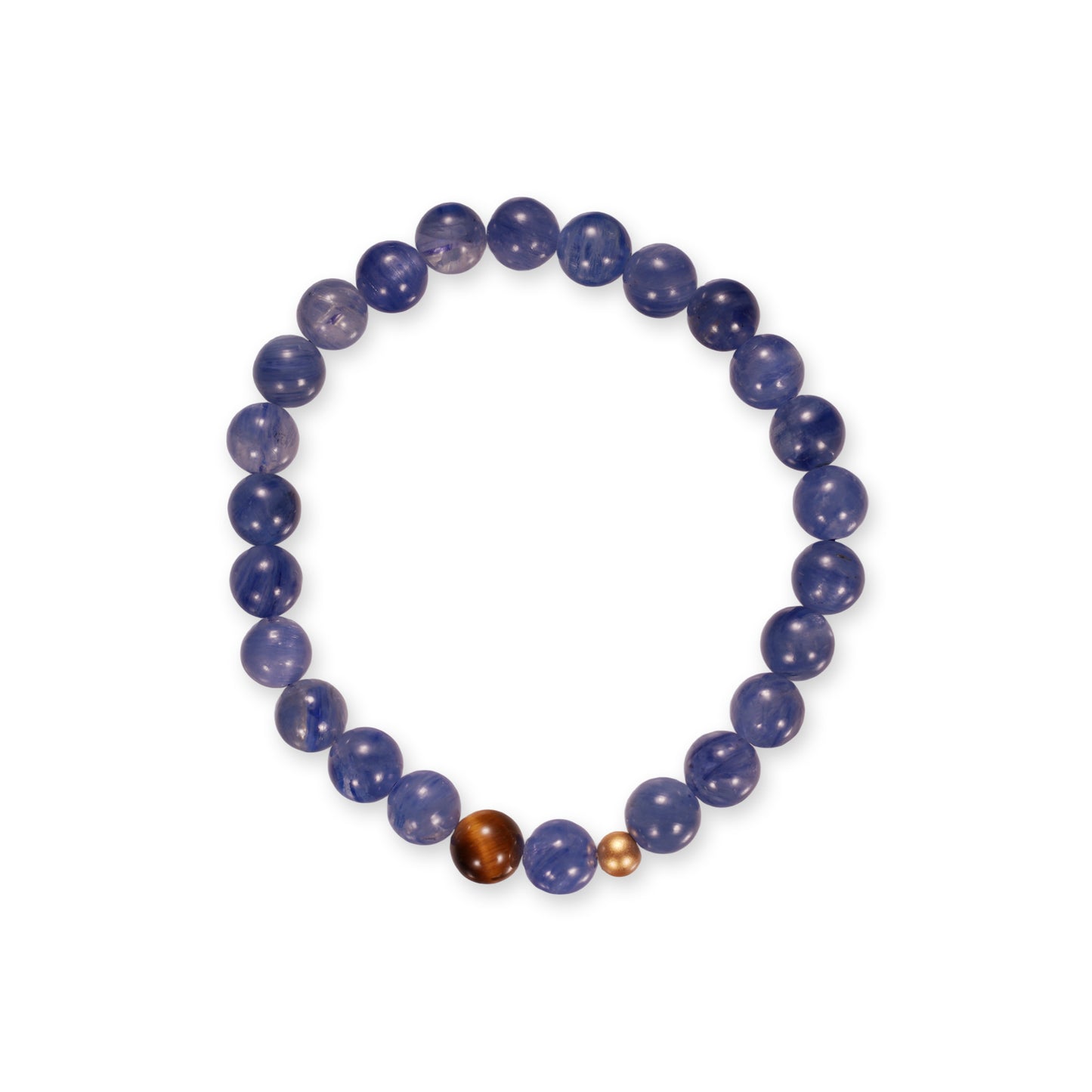 Kyaniet Armband – Blauwe Edelsteen met Tijgeroog Accent