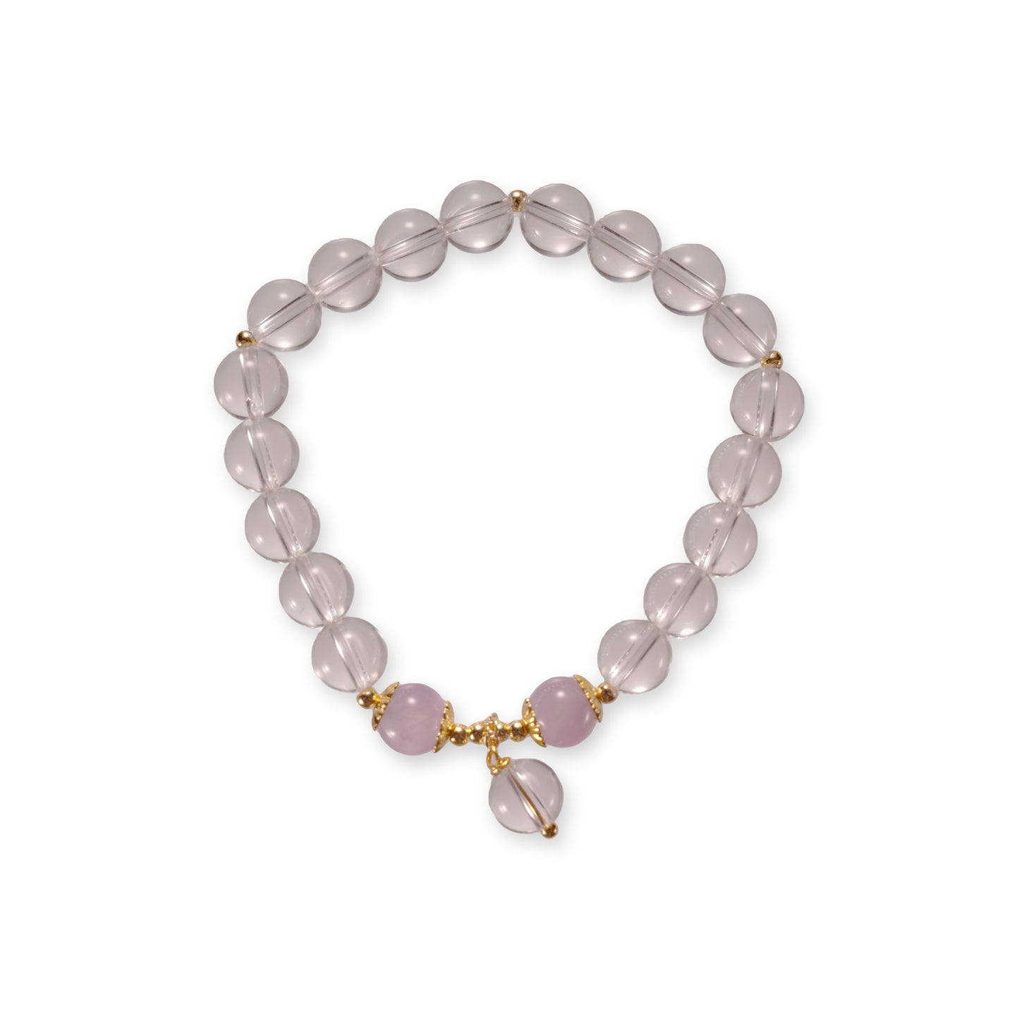 Witte Kwarts Armband met Amethist Detail – Subtiel & Verfijnd