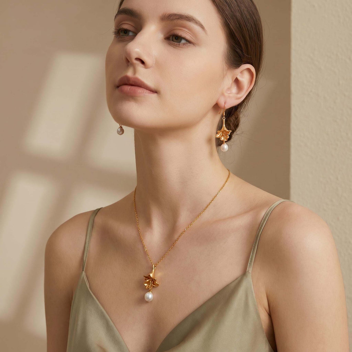 Amber Sieradenset – Warme Natuurlijke Steen 925 Zilveren Ketting en Oorbellen