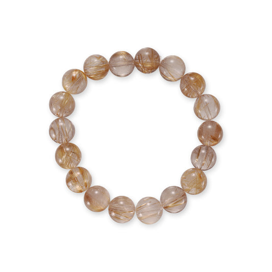 Golden Rutilated Quartz Bracelet – Natural Gemstone with Golden Inclusions