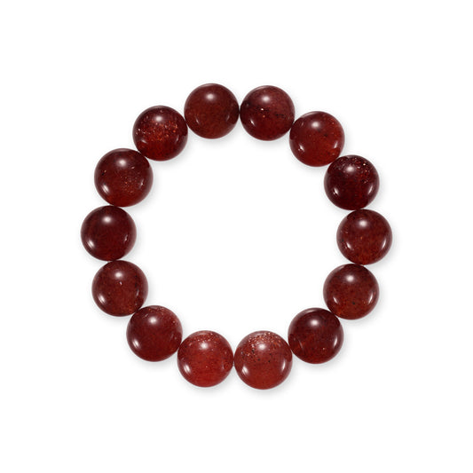 Strawberry Quartz Bracelet – Natural Gemstone with Warm Red Hue
