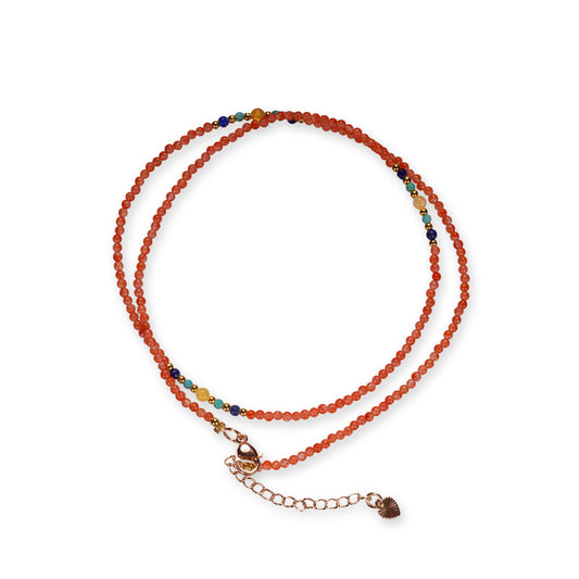 Nanhong Agaat Armband met Lapis Lazuli en Amber – Fijne Multikleur Edelsteen Armband