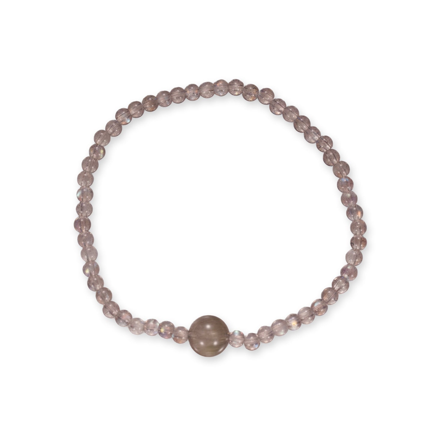 Grijze Maansteen Armband met Groene Rutielkwarts – Subtiele Edelsteen met Natuurlijke Glans