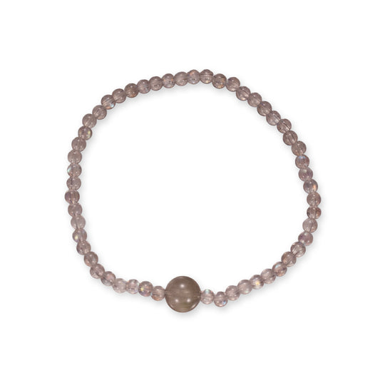 Grijze Maansteen Armband met Groene Rutielkwarts – Subtiele Edelsteen met Natuurlijke Glans
