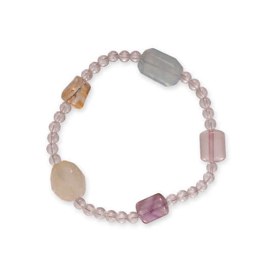 Heldere Kwarts Armband met Multikleur Accenten – Subtiele Edelsteen met Unieke Vormen