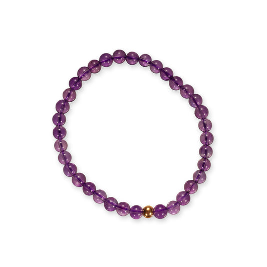 Amethyst Bracelet – Purple Gemstone with Gold Accent Bead