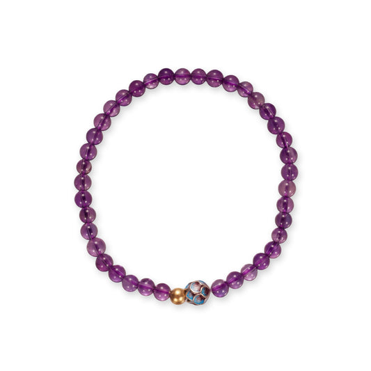 Amethyst Bracelet – Purple Gemstone with Decorative Accent Bead