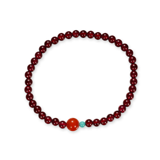 Granaat Armband – Dieprode Edelsteen met Nanhong Accent Kraal