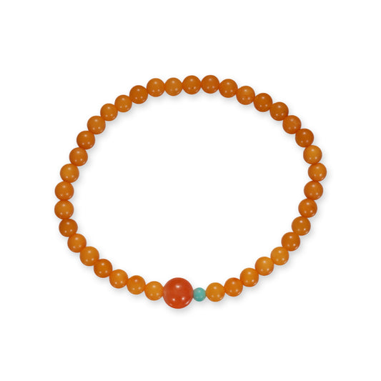 Nanhong Agaat Armband – Geel met Turkoois Accent