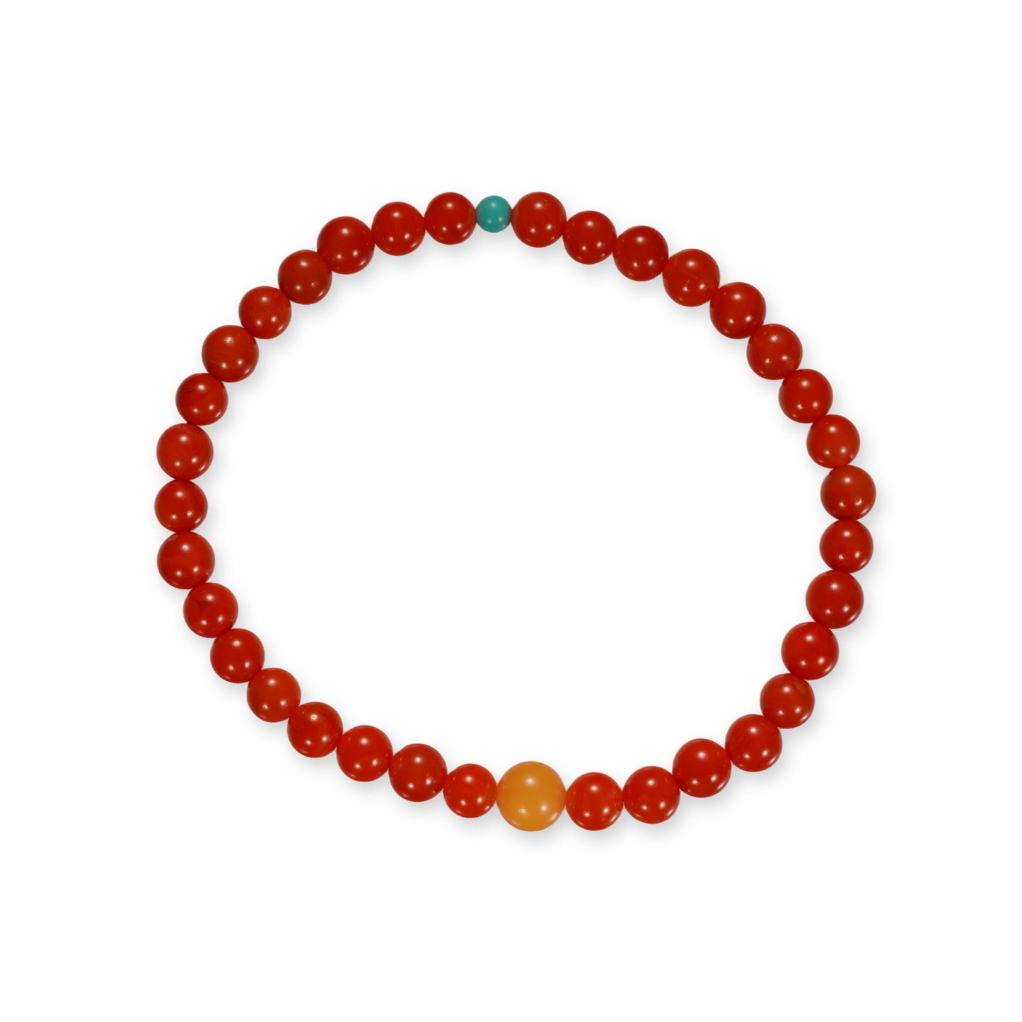 Rode Agaat Armband met Oranje en Turquoise Accent Kraal