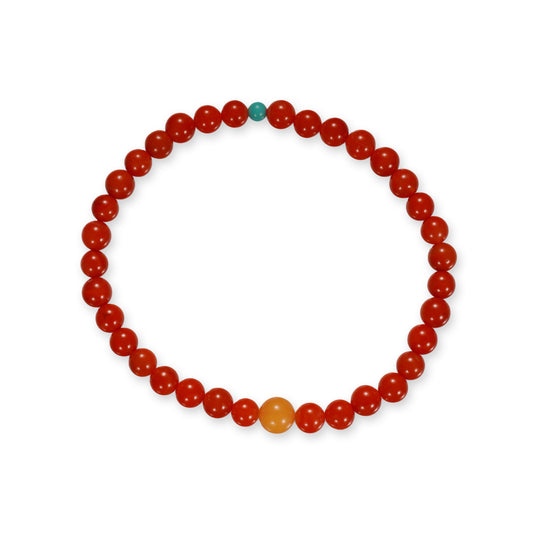 Rode Agaat Armband met Oranje en Turquoise Accent Kraal
