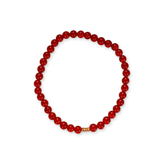 Rode Agaat Armband – Minimalistisch met Gouden Detail