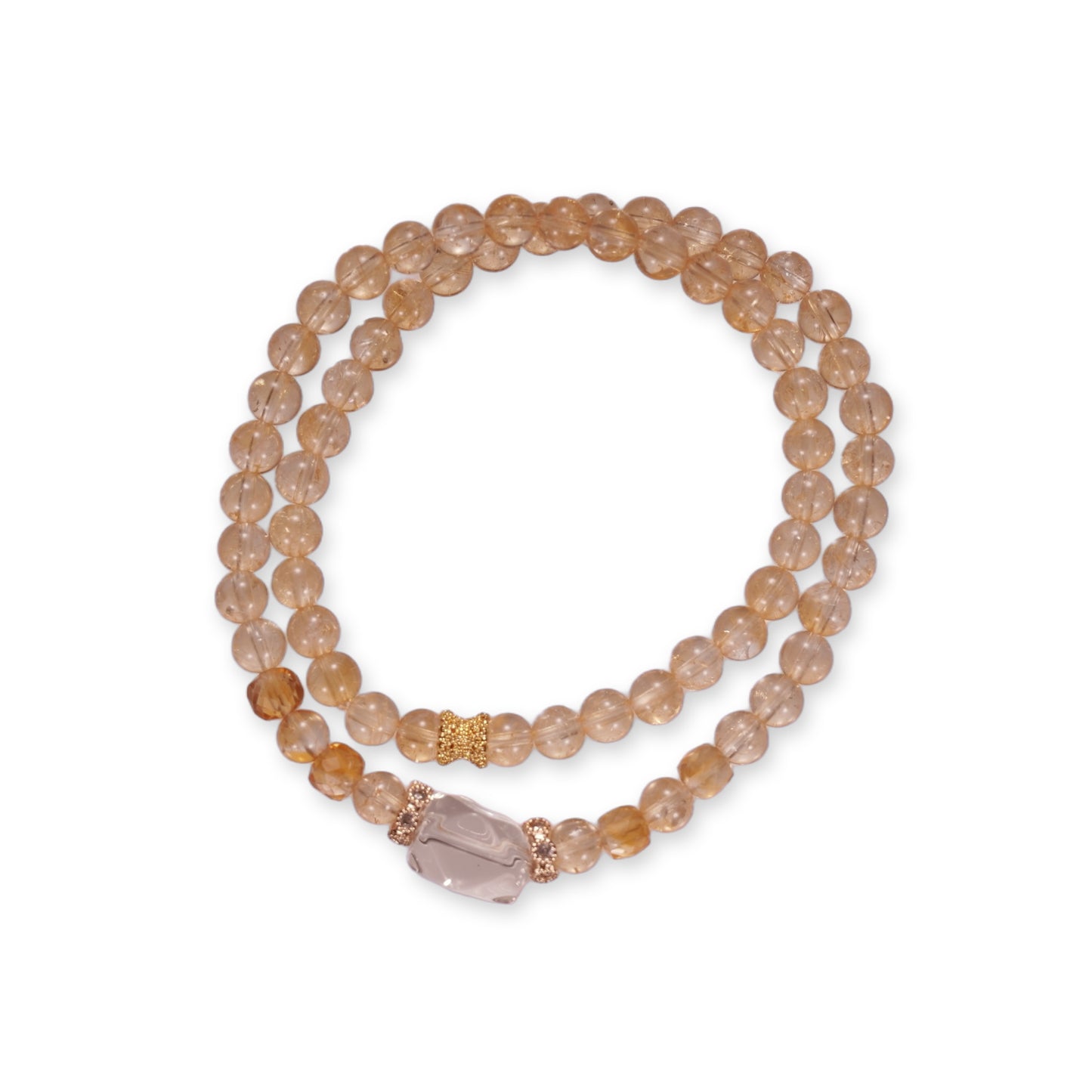 Oranje Kristal Armband Set – Dubbel & Elegant met Natuursteen