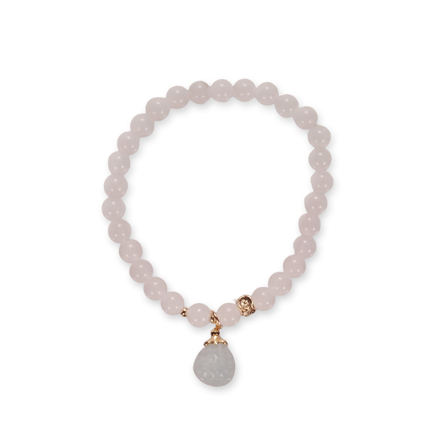 Witte Jade Armband – Zachte Edelsteen met Druppel Hanger
