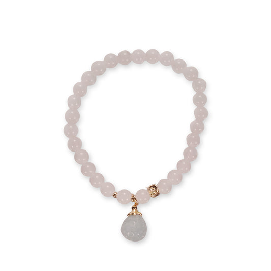 Witte Jade Armband – Zachte Edelsteen met Druppel Hanger