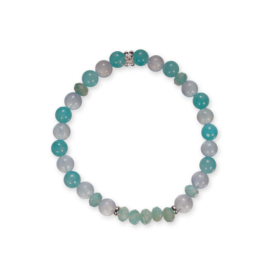 Aquamarine & Amazonite Bracelet – Soft Blue Gemstone Beads