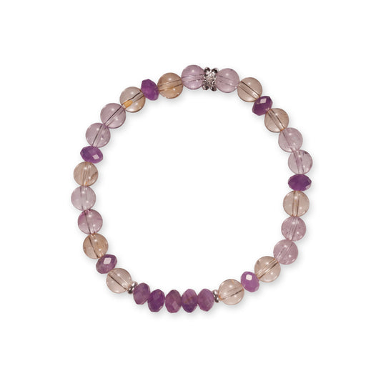 Amethyst & Lemon Quartz Bracelet – Purple and Soft Yellow Gemstone Beads