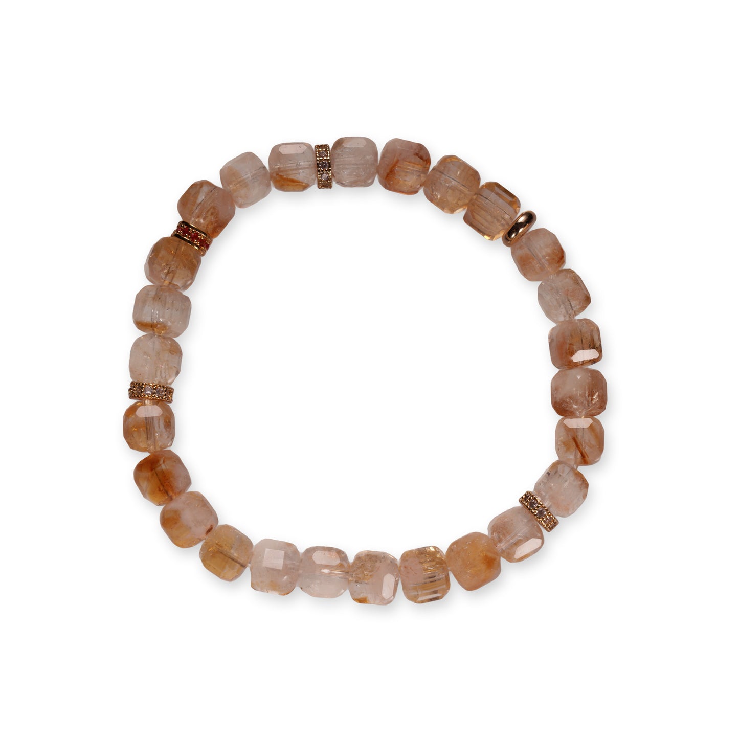 Gele Phantom Kwarts Armband – Geslepen Edelsteen Kralen
