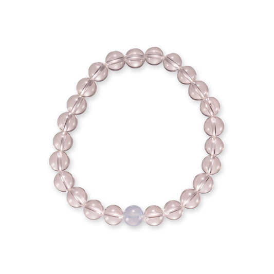 Heldere Kwarts & Aquamarijn Armband – Transparante Edelsteen met Blauwe Accentkraal