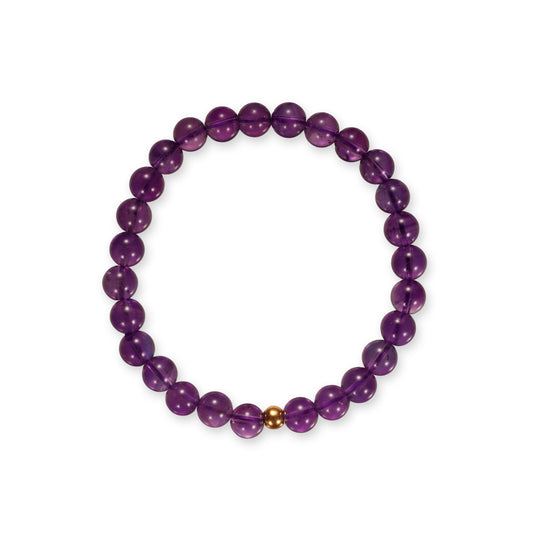 Amethyst Bracelet - Deep Purple Beads with Luxury Gold Accent