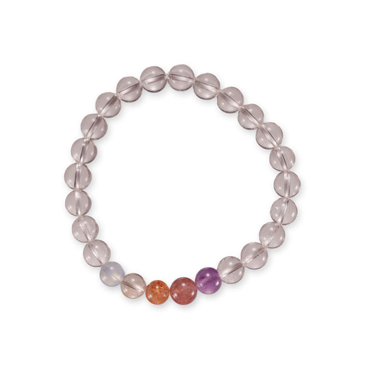 Heldere Kwarts Armband – Transparante Edelsteen met Gekleurde Accentkralen