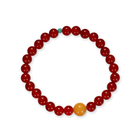Rode Agaat Armband – Krachtige Edelsteen met Amber Accent