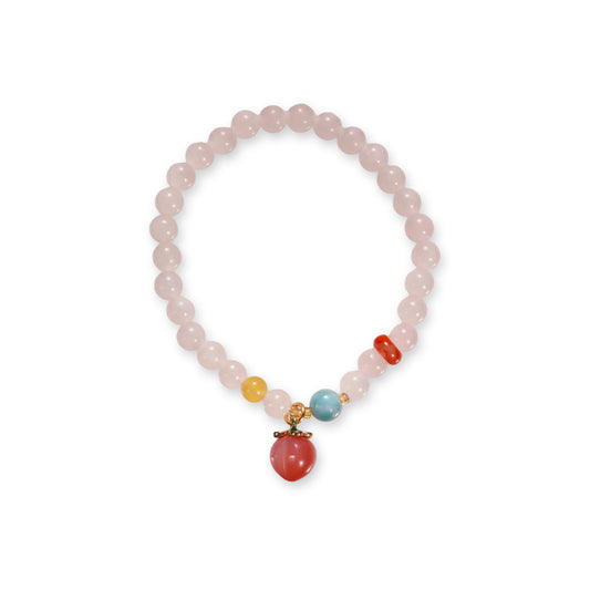 Witte Jade Armband – Zachte Edelsteen met Oceaan Jaspis Hanger