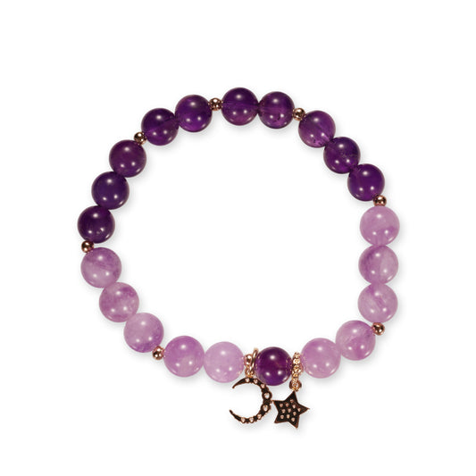 Paarse Jade & Amethist Armband – Speels Contrast met Nachtelijke Touch