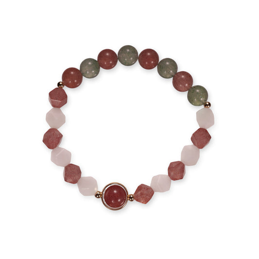 Rozenkwarts & Strawberry Quartz Armband – Zacht, Speels & Uniek