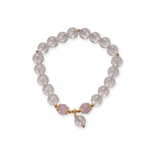 Witte Kwarts Armband met Amethist Detail – Subtiel & Verfijnd