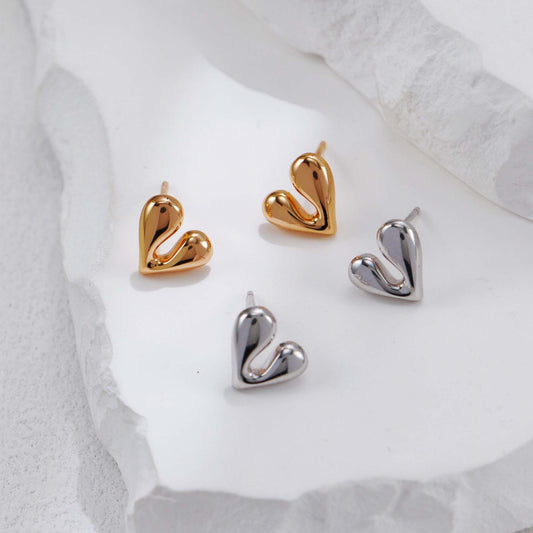 925 Sterling Zilveren Hart Sieradenset – Goud Vergulde Romantische Ketting & Oorbellen