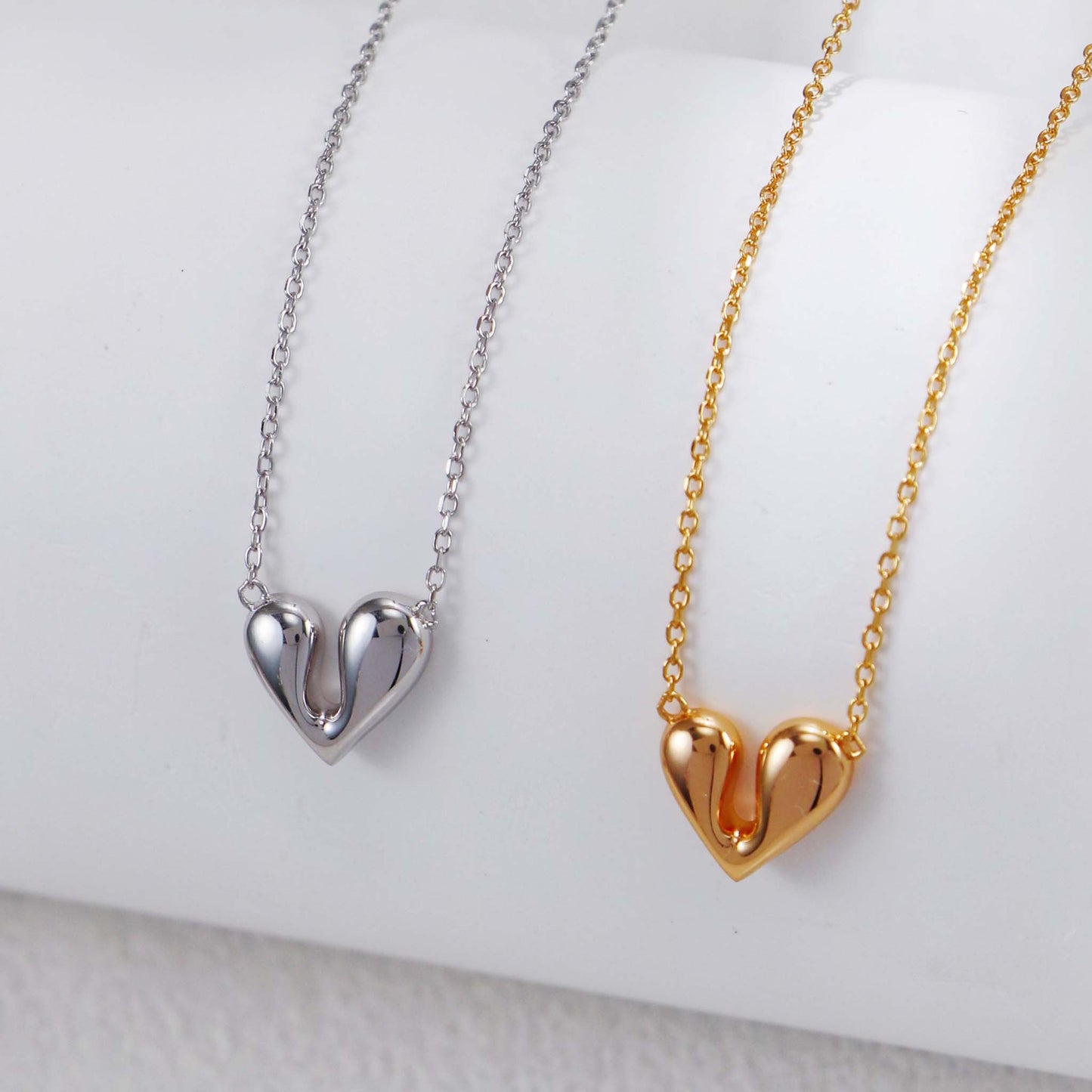 925 Sterling Zilveren Hart Sieradenset – Goud Vergulde Romantische Ketting & Oorbellen