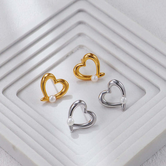 Hart & Parel Sieradenset – Goud Vergulde Romantische Ketting & Oorbellen Gemaakt Van 925 Sterling Zilveren