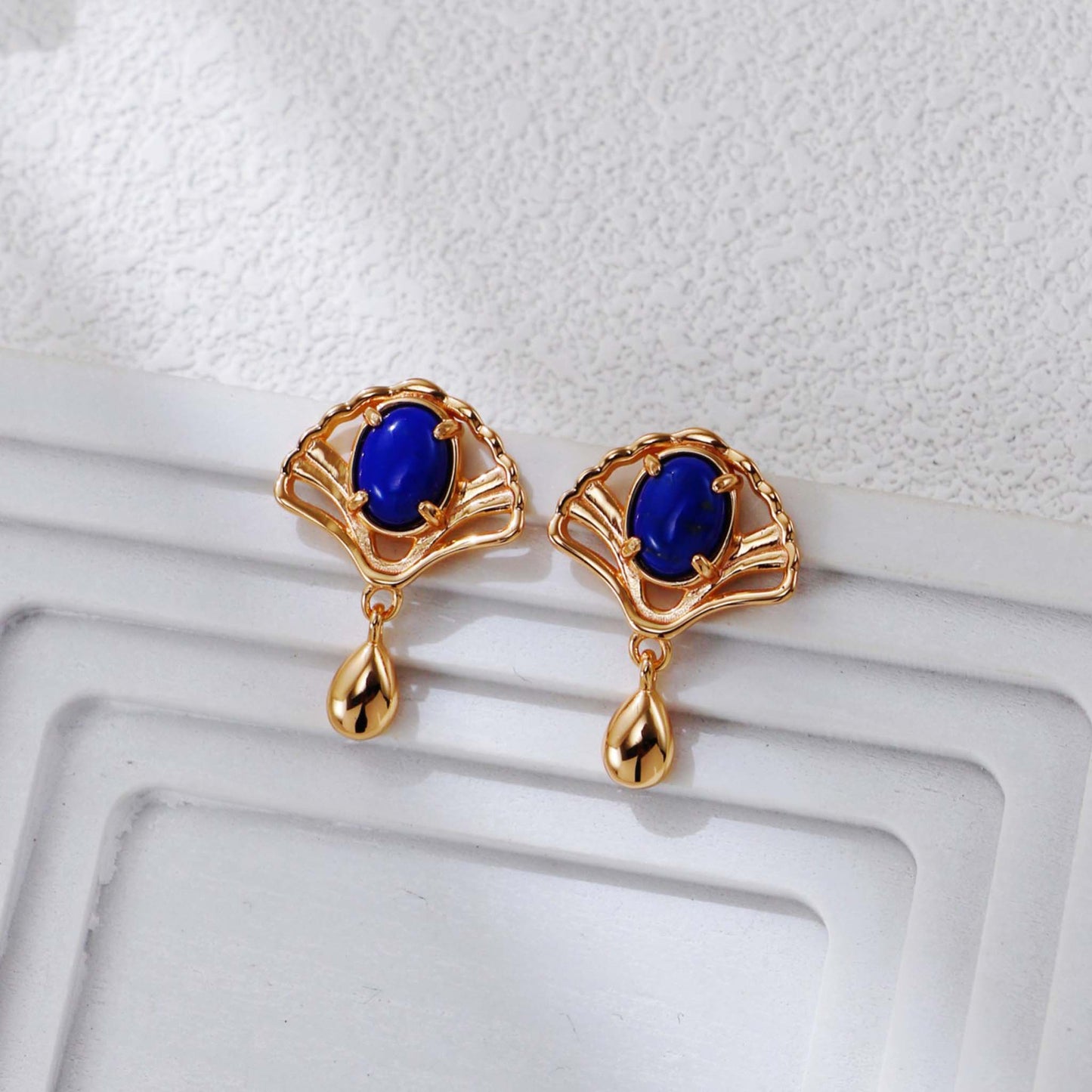 Lapis Lazuli Sieradenset – 925 Sterling Zilver Ketting en Oorbellen
