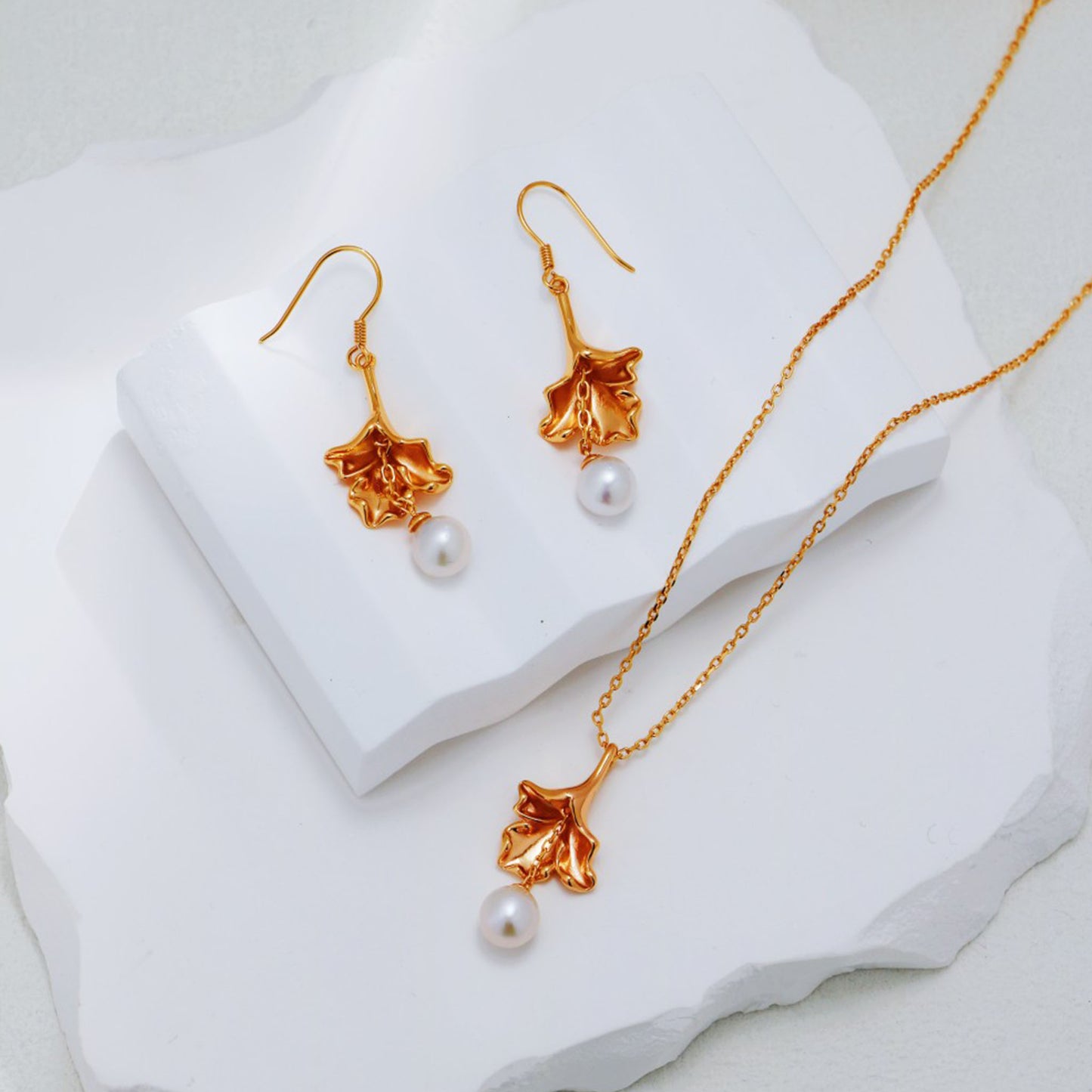Amber Sieradenset – Warme Natuurlijke Steen 925 Zilveren Ketting en Oorbellen