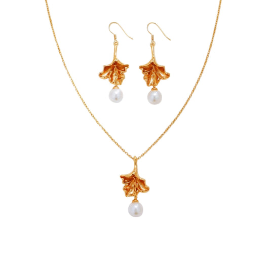 Amber Sieradenset – Warme Natuurlijke Steen 925 Zilveren Ketting en Oorbellen
