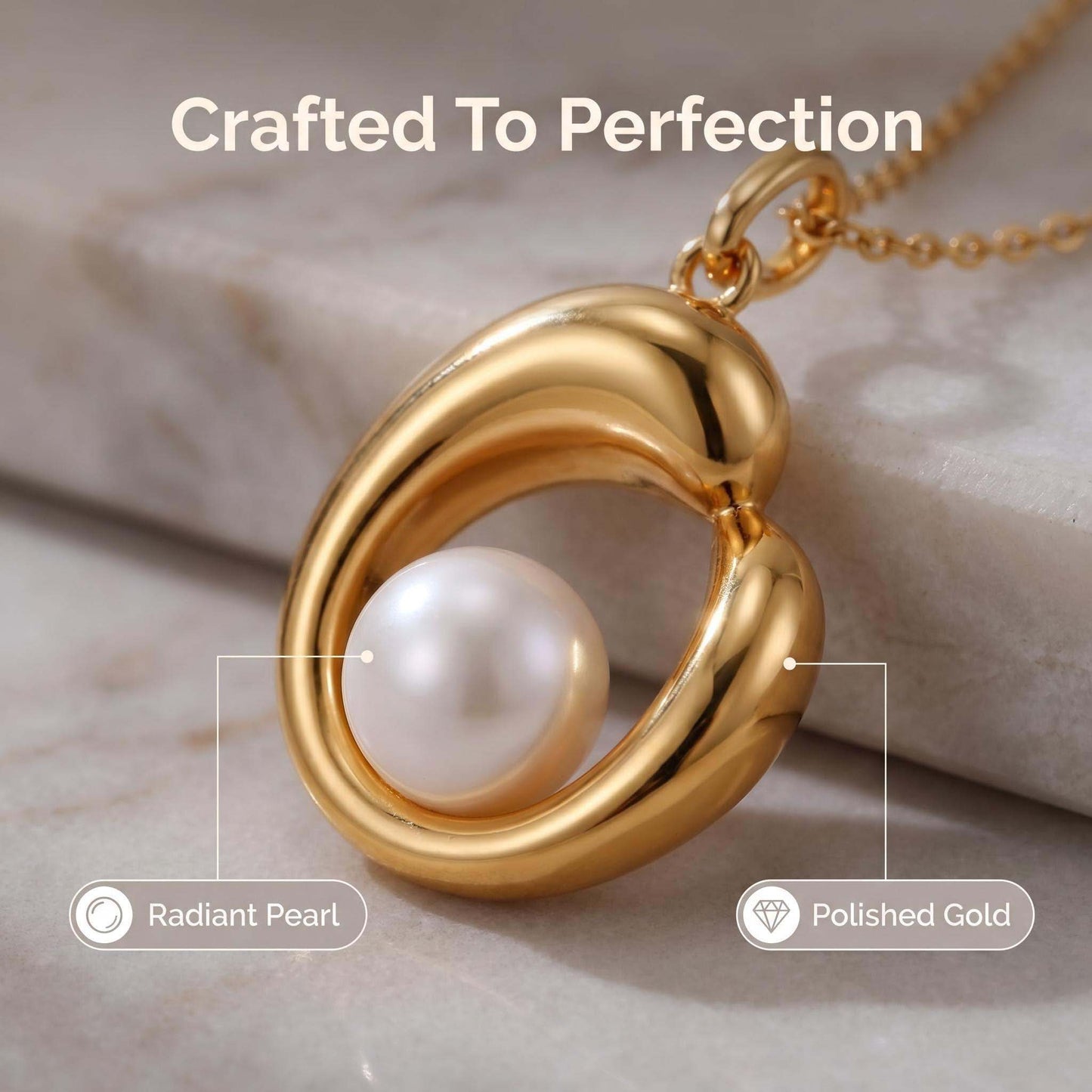 Goud Vergulde Parel Sieradenset –  925 Sterling Zilveren Delicate Ketting & Oorbellen