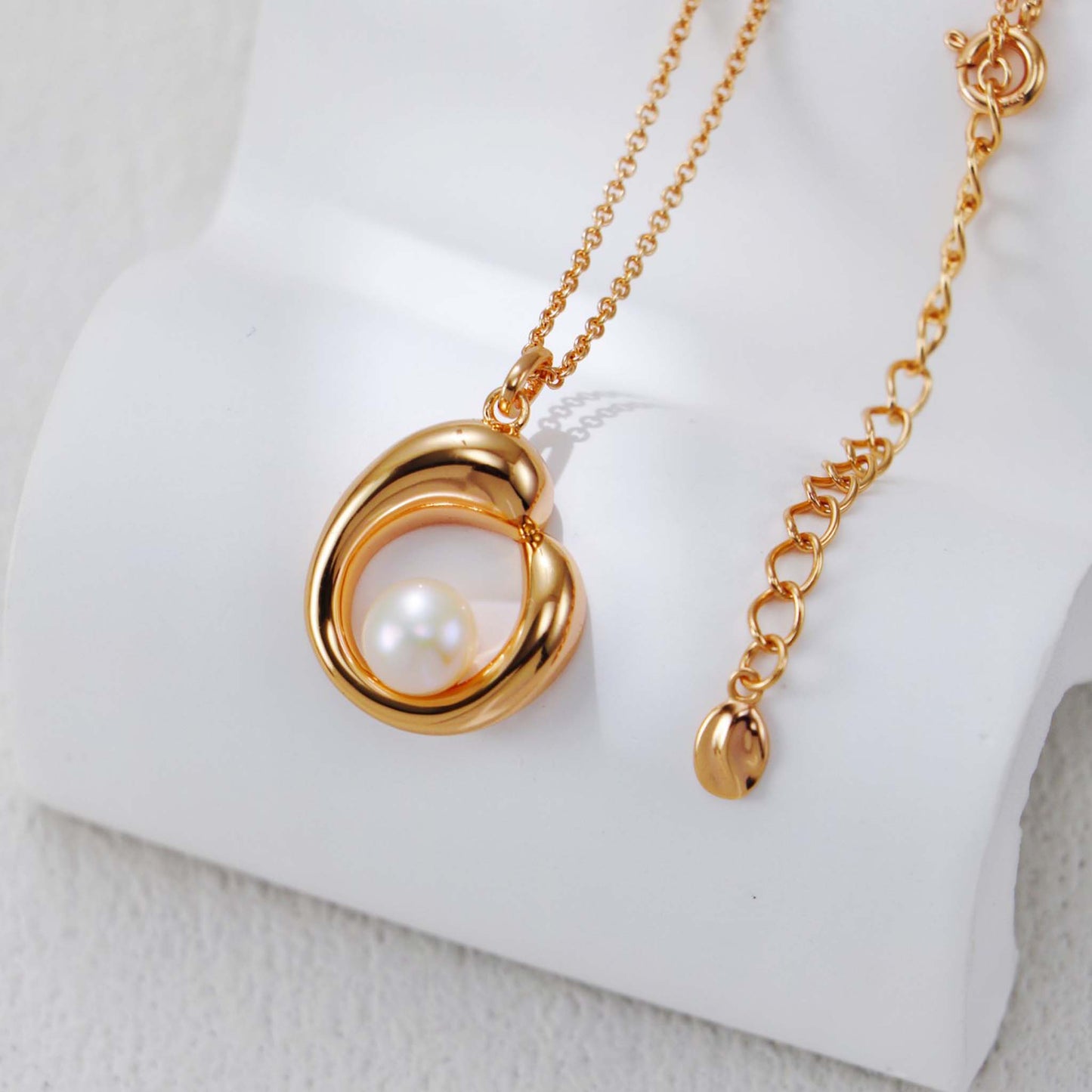 Goud Vergulde Parel Sieradenset –  925 Sterling Zilveren Delicate Ketting & Oorbellen