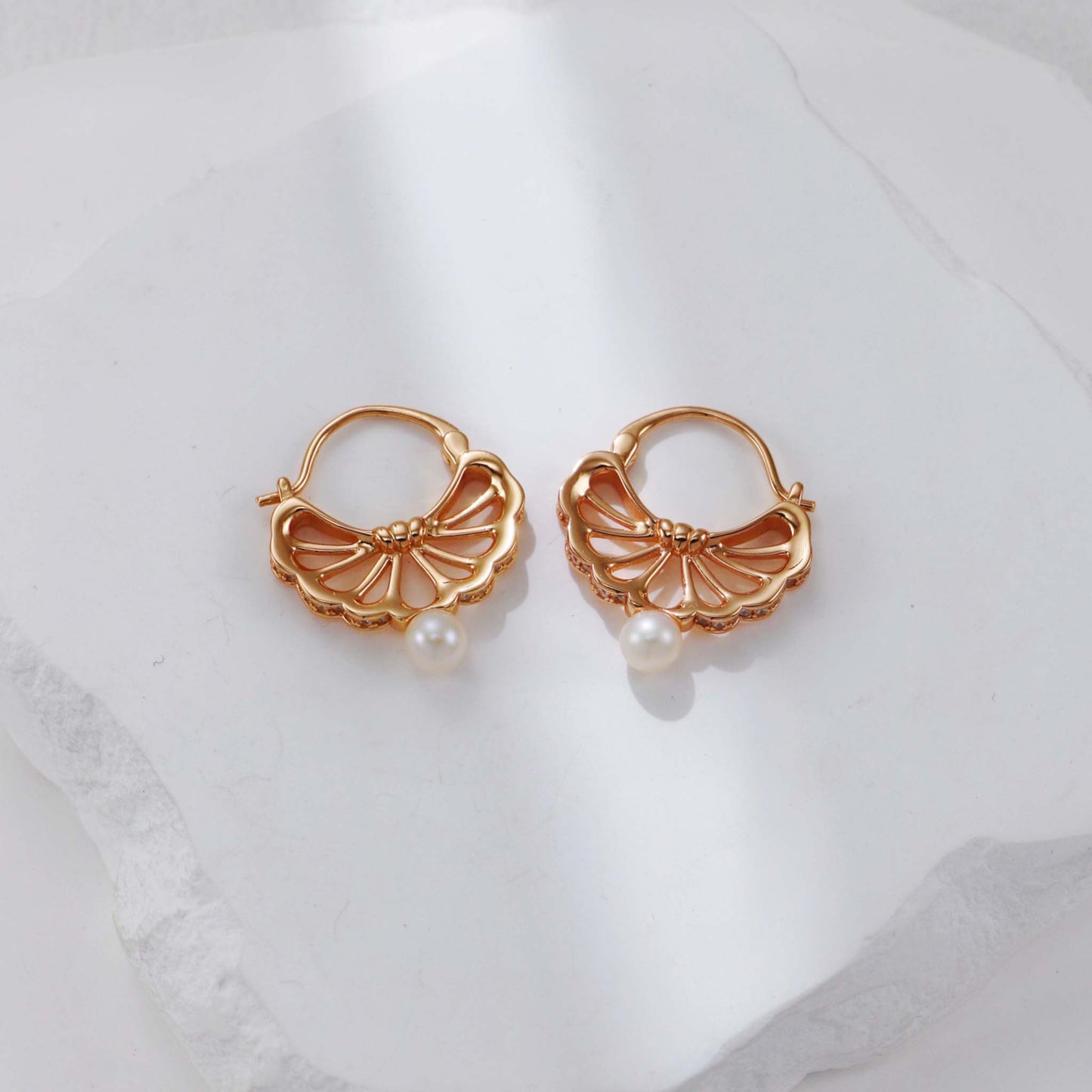 Parel Sieradenset – 925 Sterling Zilver Goud Vergulde Ketting en Oorbellen