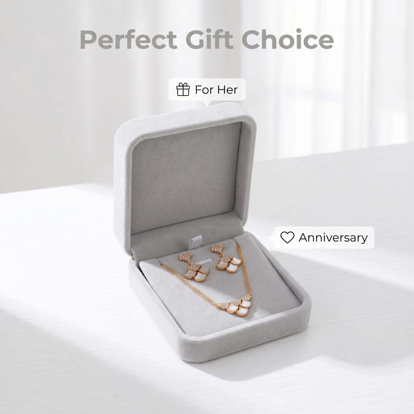 Parel Sieradenset – 925 Sterling Zilver Goud Vergulde Ketting en Oorbellen